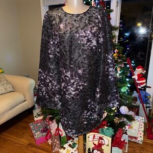 Trina Turk Black and Silver Sequin Dress